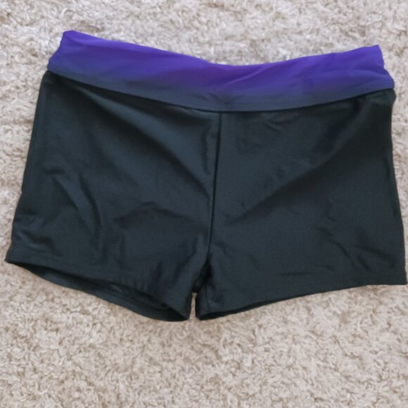 Women's Swim Tankini Set Black Purple Padded Boy Shorts Tummy Control SZ L NWOT - Picture 5 of 7